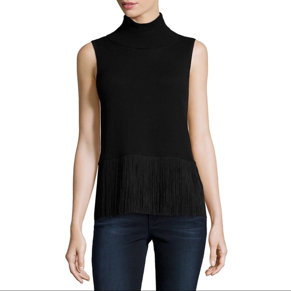 Magaschoni Sweaters - Magaschoni fringe cashmere sleeveless turtleneck